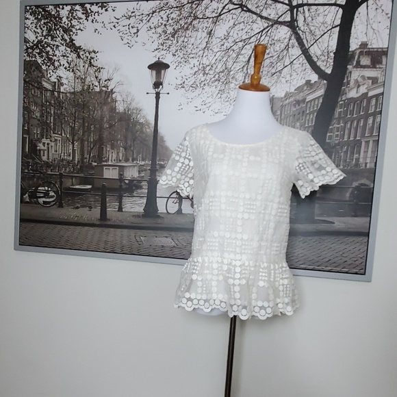 Anthropologie Leifsdottir Top Off White Peplum